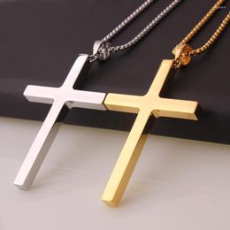 Pendant Necklaces Punk Necklace For Men Women Stainless Steel Silver Color Gold Cross With 24inch Rolo Chain Jewelry