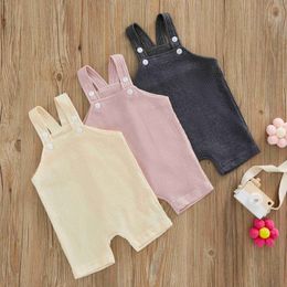 Rompers Newborn Baby Girl Sleeveless Romper Solid Color Waffle Band Jumpsuit Casual Summer Toddler Girl Boy Clothing J220922