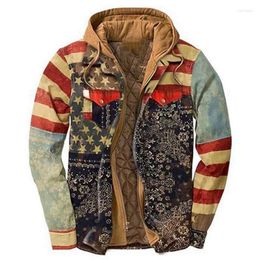 Men's Jackets Men's Fashion Men Autumn And Winter Thickened Cotton Clothes Non Positioning Printing Hooded Jacket Coat Casacas Para