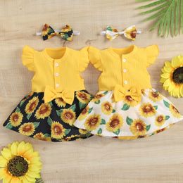 Rompers Newborn Baby Girls Summer Clothes Sleeveless Rompers Ruffle Flowers Printed Jumpsuit Playsuit Outfits Sunsuit J220922