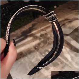 Headbands Autumn Winter Simple Headbands Inlay Drill Tie A Knot Hairbands Womens Hair Accessories Korea 614 T2 Drop Deliv Dhseller2010 Dhxh2