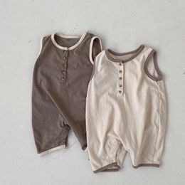 Rompers Newborn Baby Girl Fashion Solid Sleeveless Jumpsuit Toddler Boy Simple Comfortable Cotton Bodysuit One Piece Baby Outfits J220922