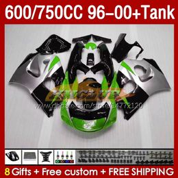 Fairings & Tank For SUZUKI green silvey SRAD GSXR600 GSXR 600 750 CC 1996 1997 1998 1999 2000 Body 156No.106 GSXR750 600CC GSX-R750 750CC 96-00 GSXR-600 96 97 98 99 00 Fairing