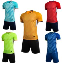 Running Sets men short sleeve gold soccer jersey set blue adult football uniform boy red kids shirt Customised name DIY number 220923