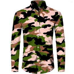 Men's Casual Shirts Latest Harajuku Spring Fall Camouflage Print Full Sleeve Men Oversized Quick-drying Military Button Shirt Camisa