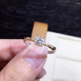 Cluster Rings 2022 Real 925 Sterling Silver Simple Diamond Charm Gold Color Finger For Women Engagement Fine Jewelry Gift Wedding