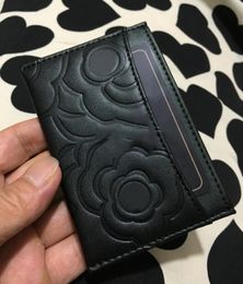 Luxury black leather embossing small bags CoCo pouch Camellia Wallets Lady Card Holders Fashion bag Designer coin purses for charm women