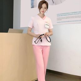 Women's Tracksuits Styles S Beautician Uniforms Women Summer Short Sleeves Pants Suits