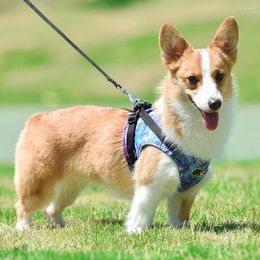 Dog Collars Pet Harness With 150CM Leash Vest Set Reflective Adjustable Walking Lead For Small Dogs And Cats Teddy Pomeranian XS-XL