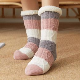 Women Socks & Hosiery Thick Warm Sleep Slippers Thicken Print Mid Slip Cute Girls Casual Tube Non Stripe Winter Y1I1Socks