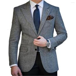 Men's Suits Men Jacket Tweed Herringbone Wool Business Outfit Prom Tuxedos Blazer England Style