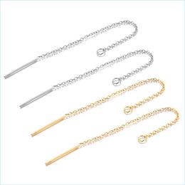 Chains 10Pcs/Set Stainless Steel Gold Long Tassel Chain Drop Sticker Dangle Earrings Ear Line For Diy Jewellery Makings 1519 Delivery 2 Dhym0