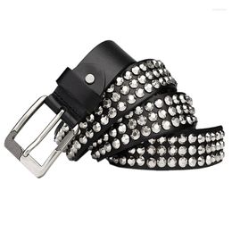 Belts Rivet Belt Punk Style Personality Men's And Women's First Layer Cowhide Diamond-shaped Trend