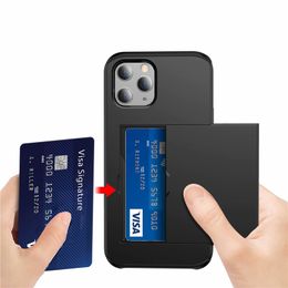 Hybrid with Card Holder Cases for iphone 15 14 13 pro max 12 mini 11 Samsung S23 plus S22 Ultra S21FE NOTE 22 TPU PC 2 in 1 Back Covers