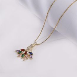 Pendant Necklaces Colourful Zircon Copper Gold -plated Hip -hop Necklace For Women Dancing Girl Angel Jewellery