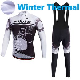 2023 Pro Mens Running Gear Winter Cycling Jersey Set Long Sleeve Mountain Bike Cycling Clothing Breathable MTB Bicycle Clothes Wear Suit B35