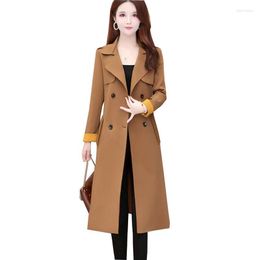 Women's Trench Coats Women's Autumn Windbreaker Coat 2022 Spring Oversize Clothing Overcoat Casual Double-Breasted Retro Ladies