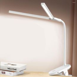 Table Lamps LED Desk Lamp Two Head Adjustable Clip 3 Modes Lighting Eye-protected Office Reading For Student