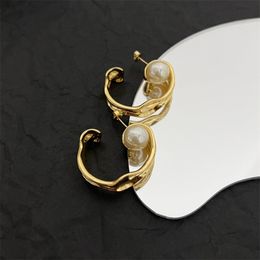 Women Designer Earrings Ear Studs Fashion Brand Luxury Ear Stud Classic Golden Pearl Stars Irregular Earring For Beautiful Party Dress