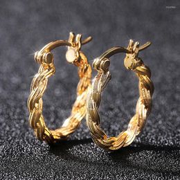 Hoop Earrings Simple Vintage Golden Twist For Women Retro Fashion Jewellery Daily Wear Party Gift Accessories Earring