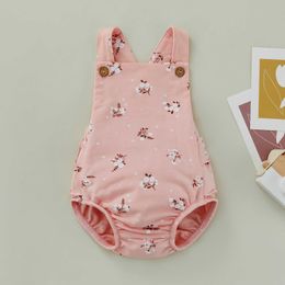 Rompers Baby Girl Summer Clothes Baby Jumpsuit Floral Print Sleeveless Square Neck Elastic Cuff Garter Rompers J220922