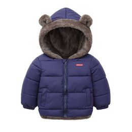 Roupas crianças algodão engrossado para baixo meninas jaqueta bebê crianças inverno casaco quente com zíper traje com capuz meninos outwear45pu
