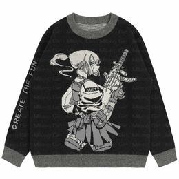 Men's Sweaters Men Oversized Loose cartoon anime Print Women Vintage Y2K clothes Knitted Autumn Cotton Pullover Unisex 220923