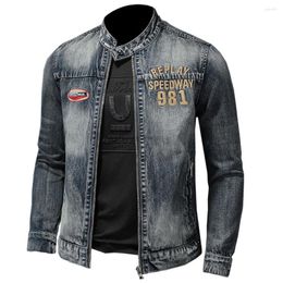 Men's Jackets Street Autos Bomber Jacket Coat For Man High Quality Mens Denim Embroidered Outerwear Clothing Casual Male 4XL