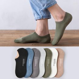 Men's Socks LKWDer 3 Pairs Summer Mens No Show Pure Cotton Middle Tube Boat Men's Sweat-absorbent Short Calcetines