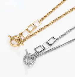 Simple Stainless Steel Necklace Fashion Necklace OT Buckle Cuban Link Chain Couple Style