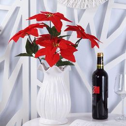 Decorative Flowers Supplies Poinsettia Bushes Artificial Simulation Bouquet Christmas Bouquets Decoration Xmas Decor