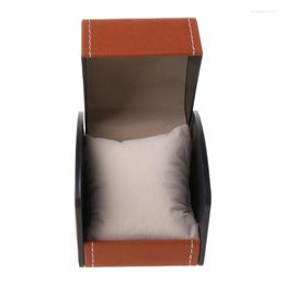 Jewelry Pouches Luxury Faux Leather Watch Box With Pillow Package Case Bracelet Stand Holder