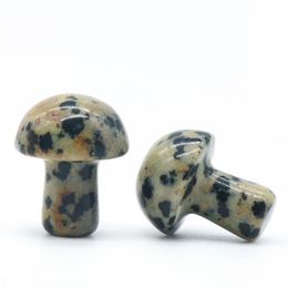 20MM Mushroom Shaped Gemstone Statue Figurine Carved Dalmation Jasper Stone Mushrooms Crafts for Healing Chakra Reiki Balancing Home Decoration