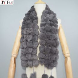 Scarves 2022 Winter Women Genuine Fur Scarf Real Rex Rabbit fur Balls Russian Cute Female Fashion Warm Colourful Y2209