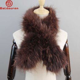 Scarves 2022 New Women Winter Warm Natural Fox Fur Scarf Ring Knit Real Lady Fashion Neckerchief Bandana Y2209