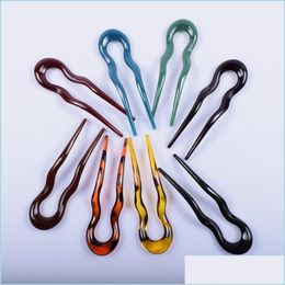 Hair Clips Barrettes Wholesale Plastic Hair Fork Pins Chopsticks Hairpins Wavy Sticks Chignon Bun Updo Fast Spiral Braid Twist Styli Dhkrp