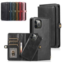 Leather Card Bag Pocket Magnetic Split Wallet Cases For iPhone 14 Pro Max 15 13 12 11 XR XS X 8 7 Plus Shockproof 2 in 1 Flip Cards Slots Holder Phone Cover Funda