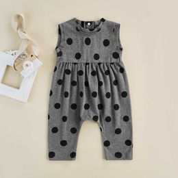 Rompers Toddler Baby Girl Boy Summer Jumpsuit Playsuit Sleeveless Round Neck Dots Print Rompers Baby Cotton Clothes J220922