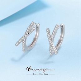 moissanite hoop earrings UK - Hoop Earrings Vinregem 18K Gold Plated Excellent Cut Diamond Tested VVS1 D Moissanite For Women 925 Sterling Silver Fine Jewelry