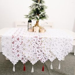 Christmas Decorations 1pcs Table Runner Tree &star Runners White Flag Party Ornaments