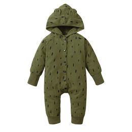 Rompers Baby Printed Rompers Clothes Autumn Long Sleeve Newborn Baby Boys Hooded Jumpsuits Winter Toddler Playsuits Overalls J220922