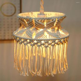 Decorative Figurines Macrame Lampshade Ceiling Hanging Pendant Light Boho Lamp Shade El Decors