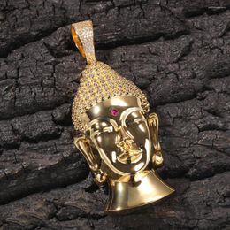 Pendant Necklaces 2022 Large Buddha Head Hip Hop Copper Micro Pave Zircon Out Domineering Men Charm Necklace Jewellery