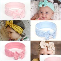 Headbands Nylon Baby Hair Accessories Elastic Children Headband Bow Pure Colour Wide Hoop Mticolor Bohemian Style 2 6Ys J2B Drop Deliv Dhvo9