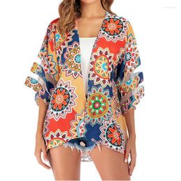 Women's Swimwear Women's Printing Sun Protection Shirt Beach Block Kimono Stylish Sunscreen Clothes Female Cover For Women Ladies Girls