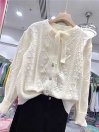 Women's Knits & Tees Autumn Dress Sweater Coat Small Fragrance Loose Versatile Lace up Knitted Cardigan Women