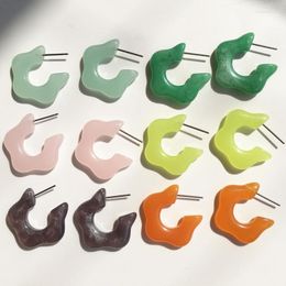 Hoop Earrings UJBOX Wholesale Korea Resin Flower For Women Girls Small Green Pink Orange Kids Jewellery Gift