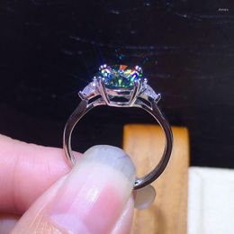 Cluster Rings 925 Sterling Silver Romantic Diamond Wedding Luxury Flower Shaped Vintage Style Engagement Ring With Bright Green Stone