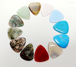 Pendant Necklaces Wholesale Mixed 5pcs Natural Stone Guitar Picks Finger Stones Pick Bead 25 30 2.8mm