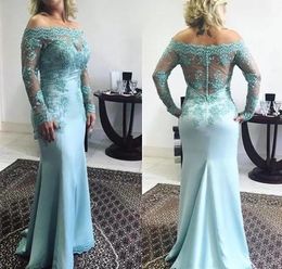 Vintage Cheap Long Sleeves Mother Of The Bride Dresses strapless Off Shoulder Lace Beaded Plus Size Wedding Guest Dress Mermaid Evening Party Gowns